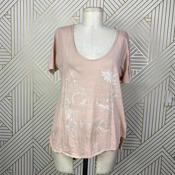 Zadig & Voltaire Top Wanda Short Sleeve Floral T-Shirt Pink White Size US Small - Picture 1 of 11